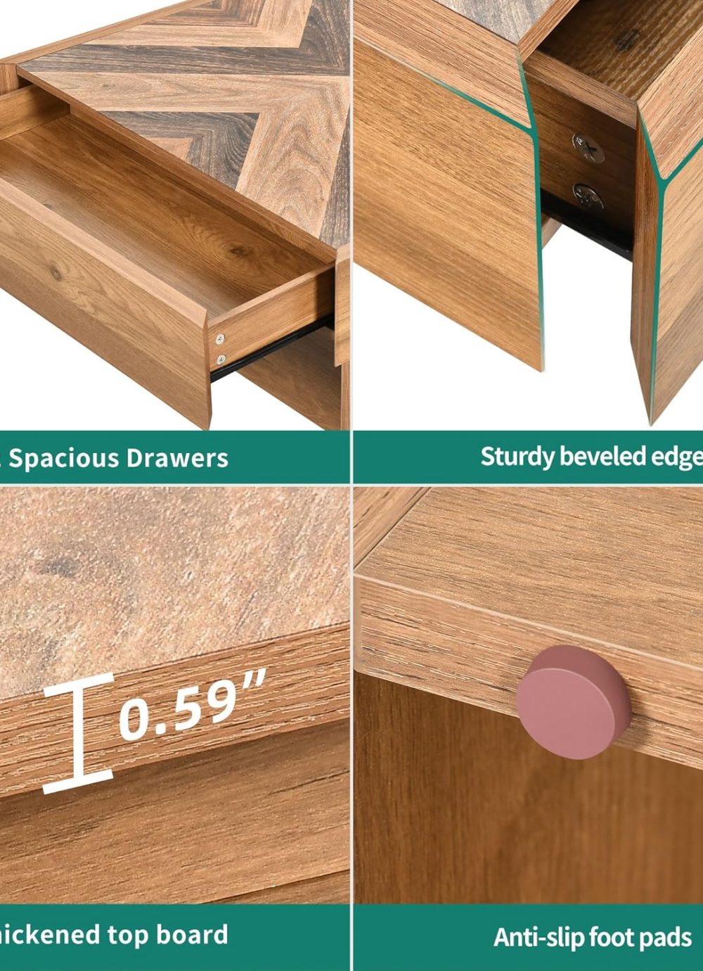 YITAHOME LED Game Coffee Table with 2 Drawers Storage, Square Modern Coffee Table Engineered Wood Low Coffee Tables for Living Room Decor, Farmhouse Rustic Center Table, Brown - Image 7